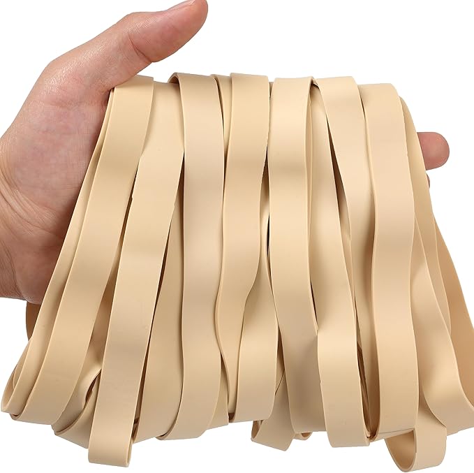 Rubber Bands Size#107 Heavy Duty Big Wide rubber band 30PCS Elastic Bands for Office Supply Trash Can File Folders Litter Box Rubber Bands (Light brown)