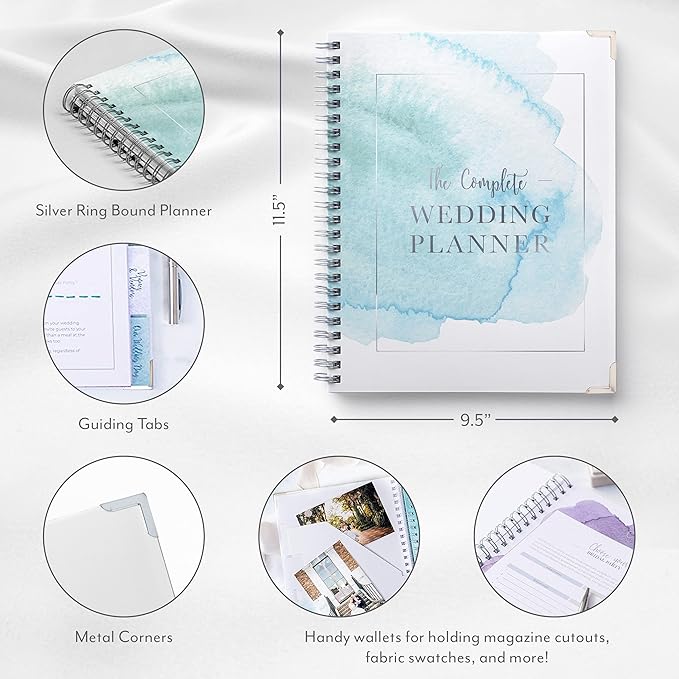 Your Perfect Day Wedding Planner Book and Organizer - Wedding Planner Book - Bridal Planning Binder with Countdown Calendar - Bride Gifts - (WATERCOLOR)