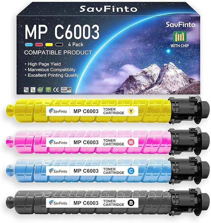 MP C6003 C4503 Toner Cartridge Compatible for Ricoh 841849 841850 841851 841852 MP C6003 MP C4503 MP C5503 MP C4504 MP C4504ex MP C6004 MP C6004ex Printer (4-Pack, BCMY)