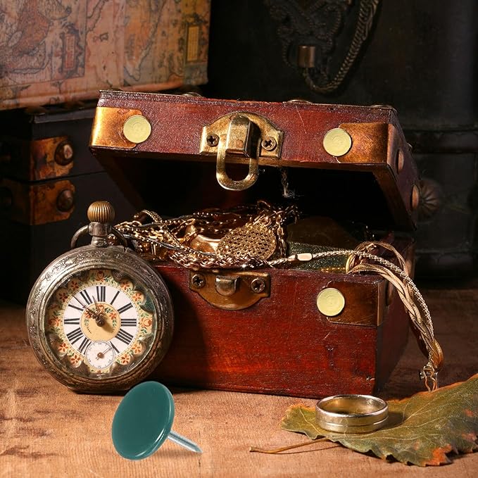 uxcell 150Pcs Upholstery Tacks, 11mmx13mm Flat Head Thumb Tack Decorative Furniture Nails Push Pins for Furniture Sofa Headboards, Green