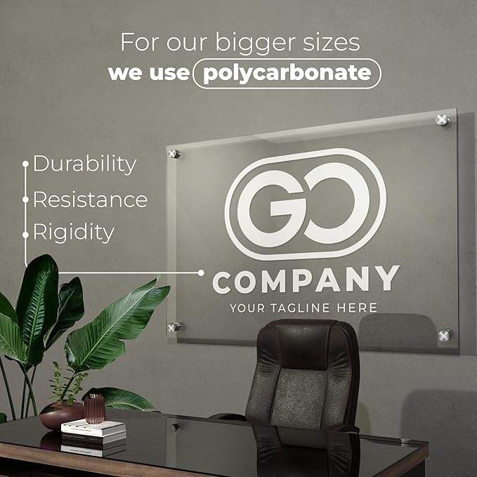 Personalized Floating Custom Acrylic Business Logo Sign | Free Company Vector Logo | Address Signage | Sign for Office Storefont | Multiple Size Options | Neon Led Lights Optional