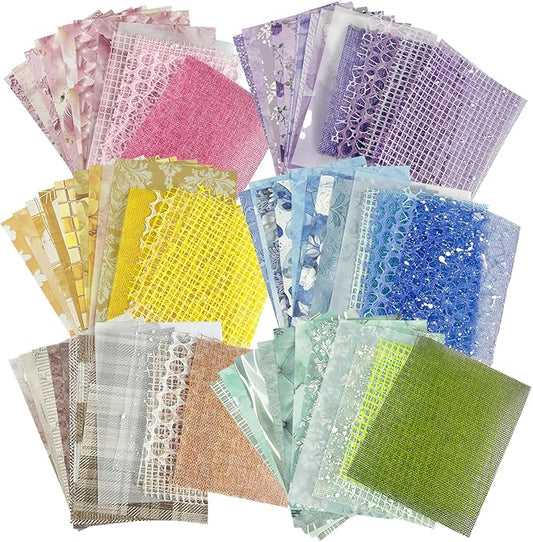 90 Sheets Scrapbook Paper with Mesh Fabric,6 Pack Aesthetic Assorted Paper for Scrapbooking, Scrapbook Supplies DIY Crafts and Card Making,7.1x5.1 Inch
