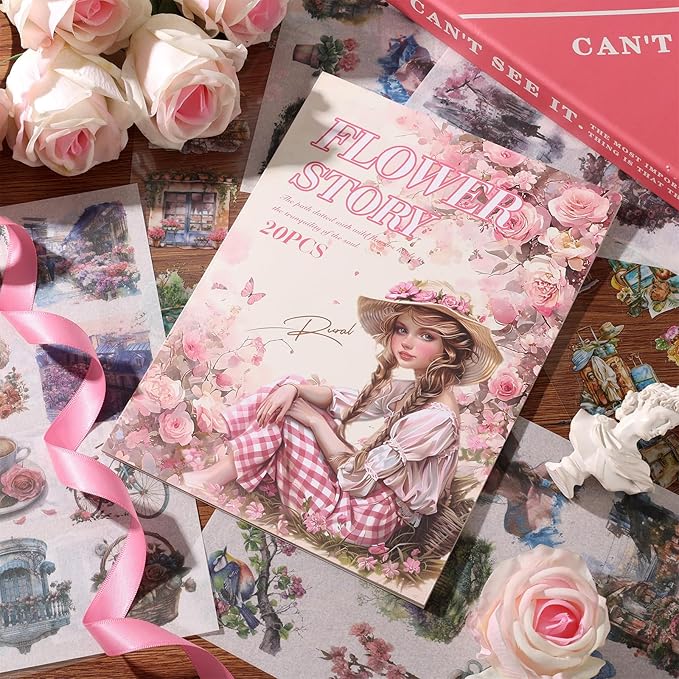 Scrapbook Stickers 20 Sheets 240 Pre-Cut Washi Stickers for Journaling PET Transparent Book Sticker Decorative or DIY Paper Crafts Arts and Crafting Projects