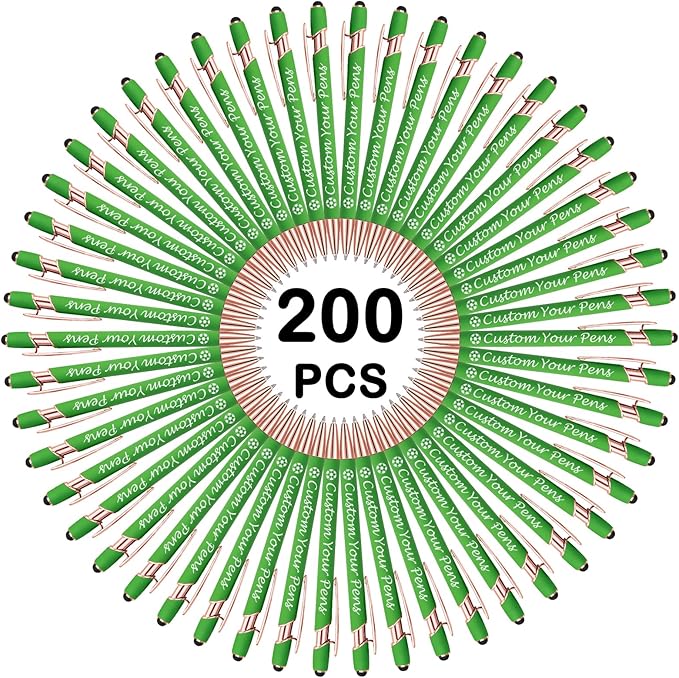 Amlion Personalized Custom Pens with Name Engraved Logo Text,200 Customized Writing Stylus Pen Promotional Item Gift for Men Women Office Business Wedding-Lighr Green