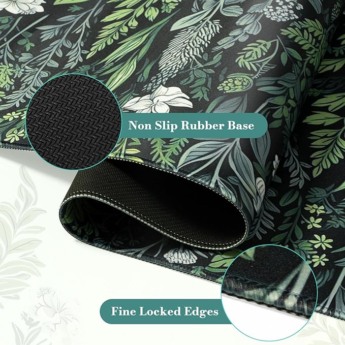 iCasso Desk Mat, Big Desk Pad, XXL Extended Gaming Mouse Pad, Large Mouse Pad for Desk Rubber Base Mousepad with Stitched Edges, Keyboard Mouse Mat (Dark Green)