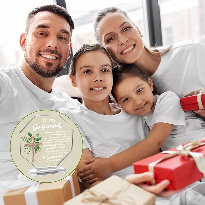 Yopyame Acrylic Gift for Godparents - Godparents Gifts from Godchild for Women Men Thank You for Being My Godparent Acrylic Plaque Office Table Decor Birthday Christmas Keepsake Gift for Godparents