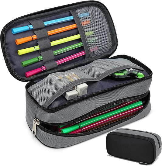 Large Capacity Pencil Case Multi-Slot Pencil Pouch Durable Pencil Box Portable Office Pen Bag with Zipper