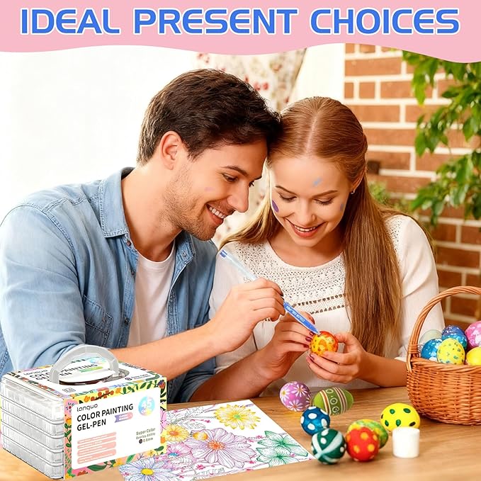 45 Color Gel Pens, 0.6 mm Fine Tip Gel Pens for Adult Coloring Book—Portable Case gel pens Colored for Journaling, Coloring, Planners, Drawing & DIY Crafts. Non-Toxic,Smooth,Water-Based