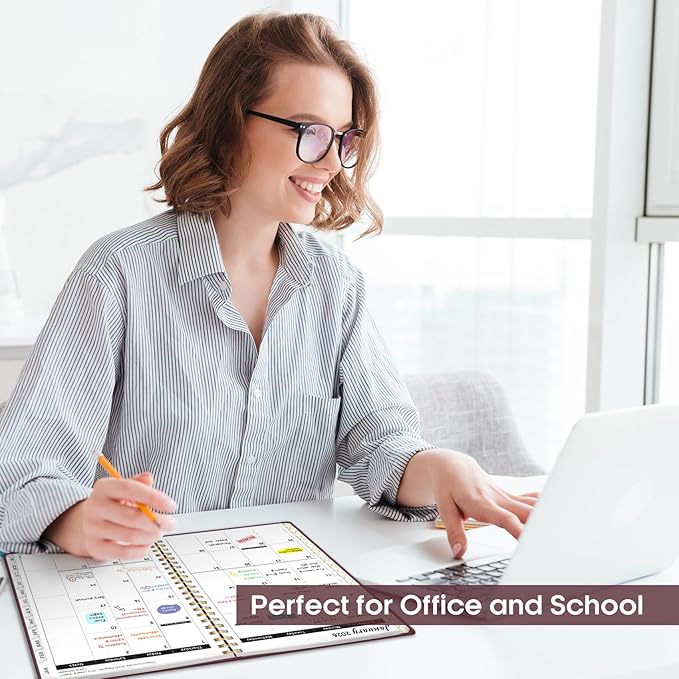 2026 Planner, Weekly and Monthly Calendar Planner, January 2026 - December 2026, Hardcover 2026 Calendar Planner Book with Tabs For Women & Men, Inner Pocket, Spiral Bound, Perfect for Office Home School Supplies - A4 (8.5" x 11"), Burgundy