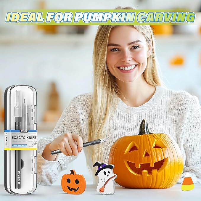 DIYSELF Exacto Knife 12 Pcs Exacto Knife Set with Case Craft Knife Hobby Knife Exacto Knives for Crafting Scrapbooking Rubber Stamps Handmade Work Precision Knife with 11 Blades