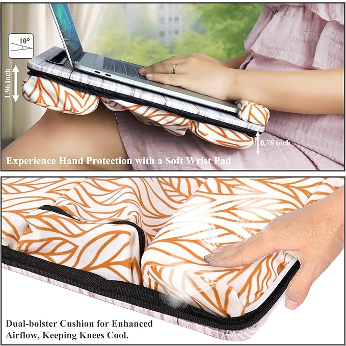 Lap Desk,Fits up to 15.6 inch Laptop Bed Table Computer with Soft Pillow and Storage Bag,Gaming Tray and Writing Tray on Bed for Home Office(2-Light Grey)