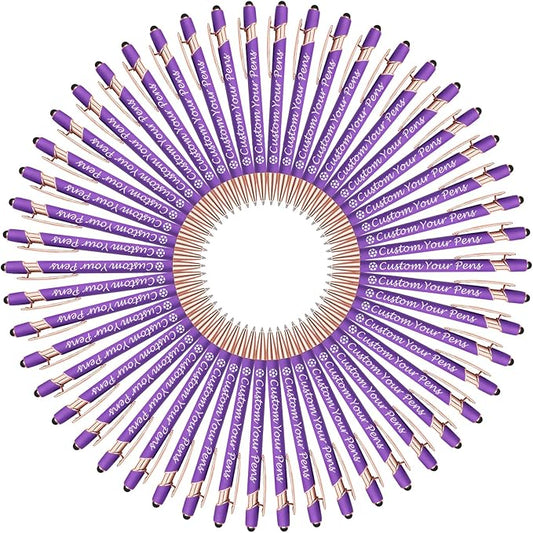 Amlion Personalized Custom Pens with Name Engraved Logo Text,300 Customized Writing Stylus Pen Promotional Item Gift for Men Women Office Business Wedding-Purple