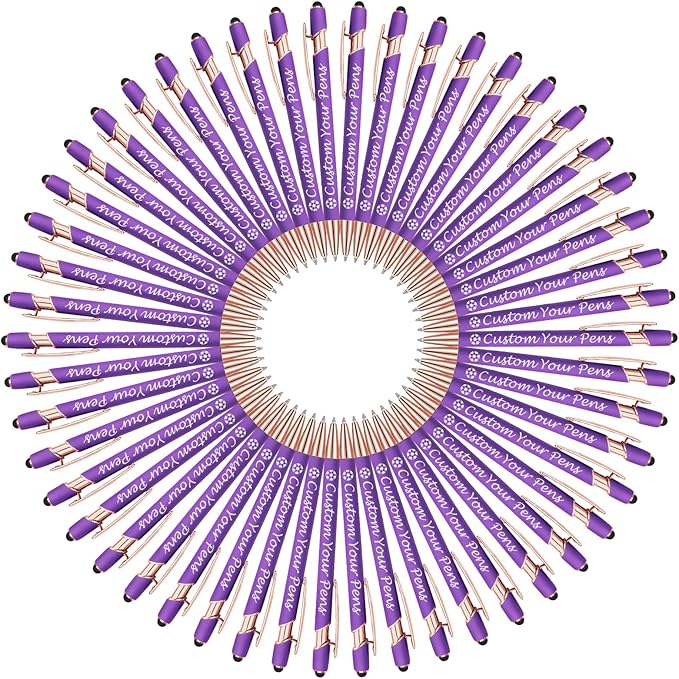 Amlion Personalized Custom Pens with Name Engraved Logo Text,500 Customized Writing Stylus Pen Promotional Item Gift for Men Women Office Business Wedding-Purple