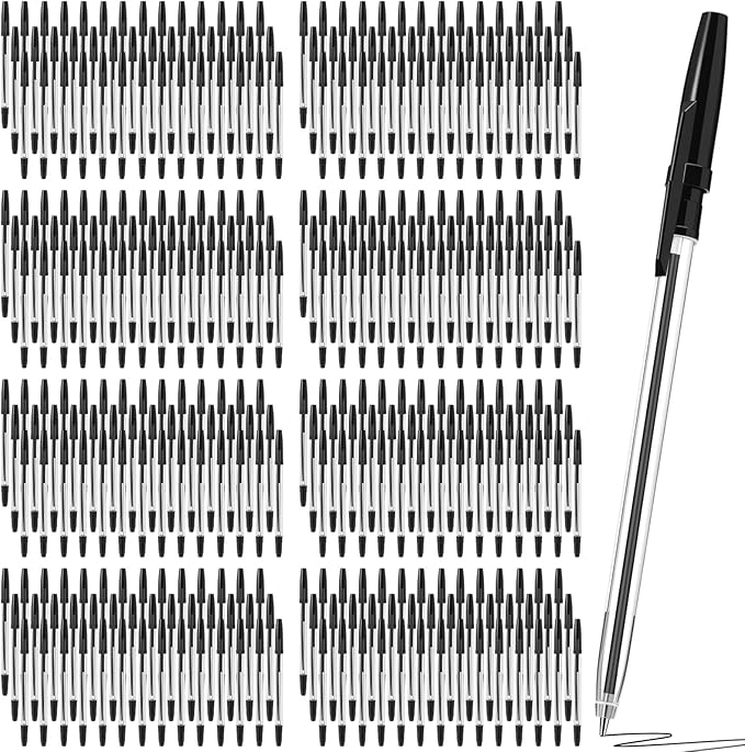 200 Pieces Ballpoint Pens Bulk Black Ink, 1.0mm Medium Point, Bullet Tip Smooth Writing Pens for Office, Business, Server, School Supplies
