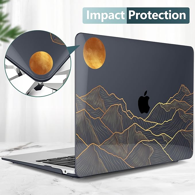 DONGKE Compatible with MacBook Air 13 inch Case 2021 2020 2019 2018 Release A2337 M1 A2179 A1932 with Retina Display Touch ID, Plastic Hard Shell & Keyboard Cover - Abstract Mountain