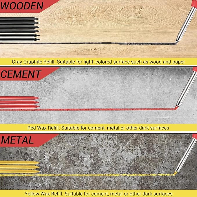 Gegong 24 Pieces 2.8 mm Diameter Solid Carpenter Pencil Set Pencil Refills for Carpenter Carpenter Marker Woodworking Mechanical Pencil (Red Refill)