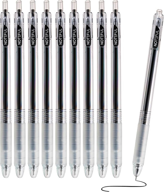 Sleek Retractable Gel pens 0.7mm Needle Tip Pen for Journaling Note Taking, School Supplies, Office Supplies and Smooth Writing (Pack of 12) (Black, 1 Count (Pack of 12))