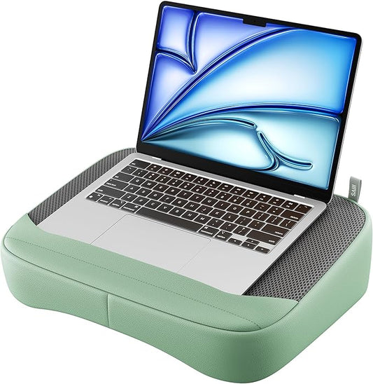 SAIJI Breathable Laptop Pillow, Ultra Lightweight Lap Desk with Cushion, Computer Pillows for Laptop with Partitioned Storage Bag, Designer Stopper - Lap Pad Fits up to 15.6 Inch Laptops