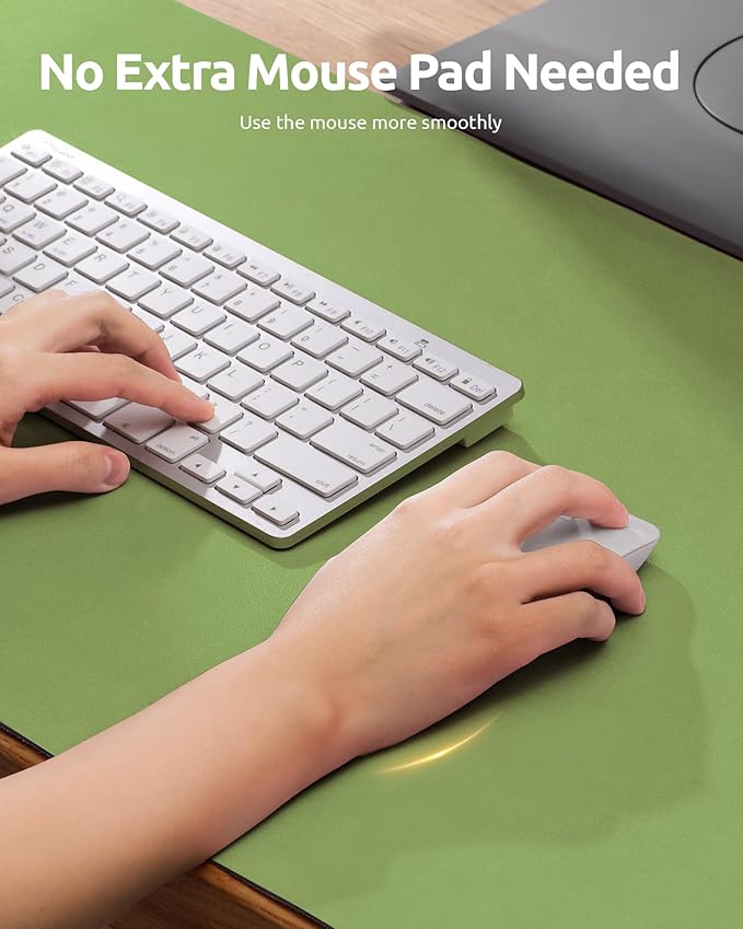 YSAGi Leather Desk Protector, Office Mat, Large Mouse Mat, Non-Slip PU Leather Blotter, Laptop Desk Pad, Waterproof Writing Pad for Office and Home (Leaf Green, 35.4" x 17")