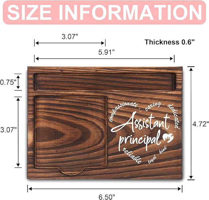 Assistant Principal Gifts, Assistant Principal Appreciation Gifts, Thank You Gifts, Sticky Note Holder, Post-it Note Dispenser for Desk, Wooden Post-it Note & Pen Holder 6.5" x 4.7" - FTA112