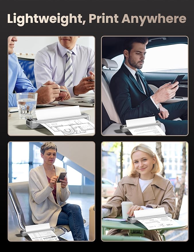 Phomemo Q302 Upgraded Portable Printers Wireless for Business, Ultra-Small Bluetooth Printer for Mobile Printing, 2400mAh Battery can Reverse Charging, 300dpi Inkless Printer Support 8.5X11 US Letter