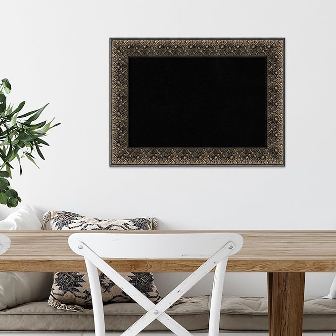 Amanti Art Black Cork Board for Wall, 17x23 Vision Board with Black Wood Frame, Small Corkboard Office Decor for Home Organization, Traditional Corkboard Pinboard to Display Items for Home