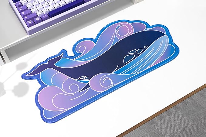 MELETRIX Unique Purple Whale Shape Mouse Pad, Extended Large Desk Mat for Keyboard and Mouse, Cute Funny Gaming Mousepad Keyboard Mat with Non-Slip Rubber Base for Office Home Desk Decor (Purple, S)
