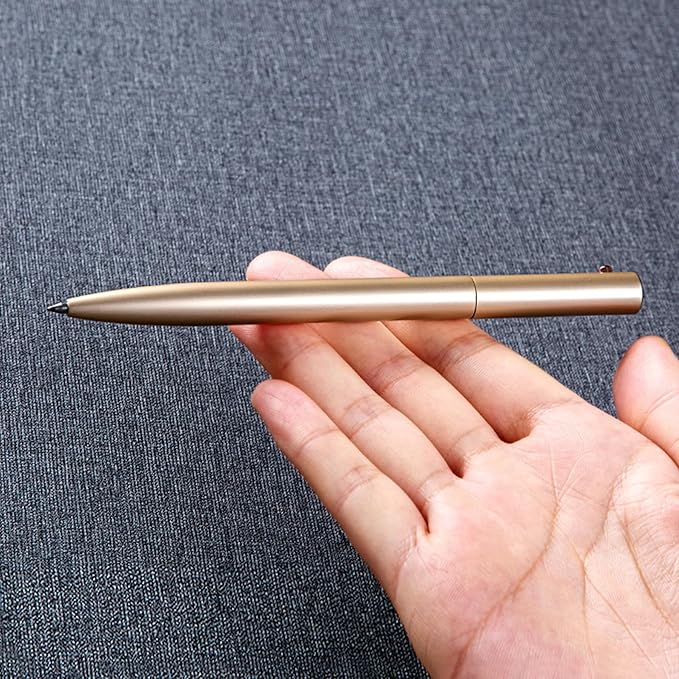 DUNBONG Retractable Metal Gel Pen, 0.5mm Medium Point Ballpoint Pens, Black Gel Ink (Silver)