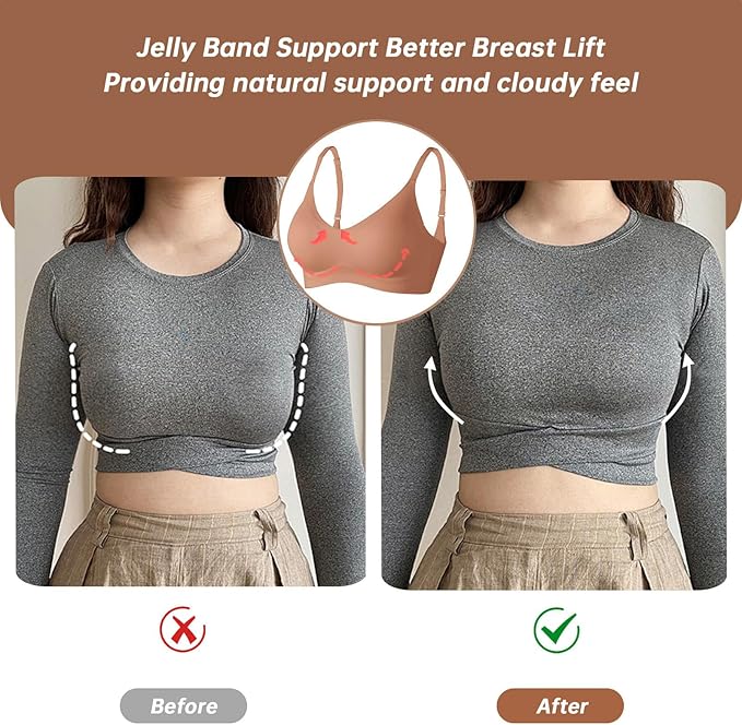 OEAK Womens Wireless Bras Comfortable Push Up Bra No Underwire Bra Full Support Lift Bralette Everyday Seamless Tshirt Bras