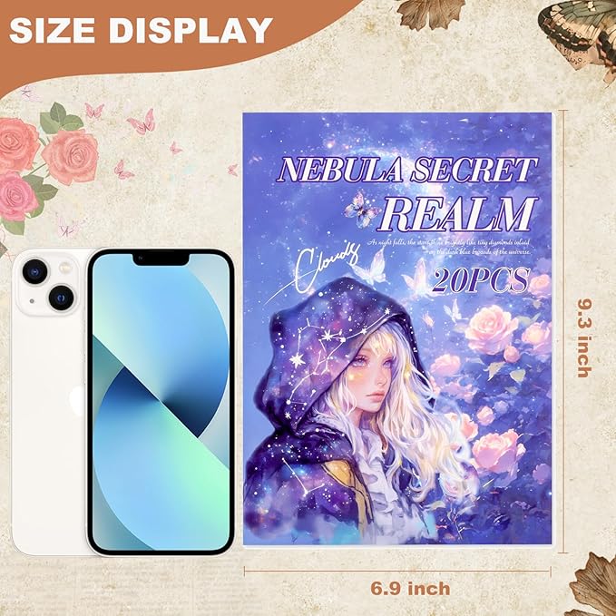 Fantasy Magic Scrapbook Stickers 20 Sheets 240 Pre-Cut Washi Stickers for Journaling PET Transparent Book Sticker Decorative or DIY Paper Crafts, Arts and Crafting Projects