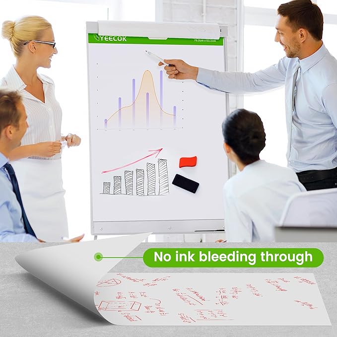 Sticky Easel Pad 25 in x 30 in, 30 Sheets/Pad, 8 Pads/Pack, Sticky Flip Chart Paper for Teachers, Super Sticking Power & Bleed-Resistant