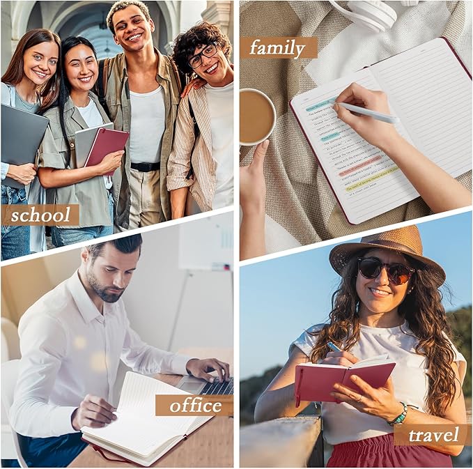 deli A5 Lined Journal Notebook, 160 Pages Hardcover Writing Notebook, 5.5"x8.2" College Ruled Notebook for Office, School, Work Notes (Red)