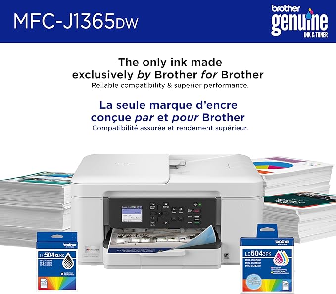 Brother INKvestment 1365 Wireless Color Inkjet All-in-One Printer with Automatic Duplex Printing and 1.8” Color Display | Includes Refresh Subscription Trial(1) (MFC-J1365DW)