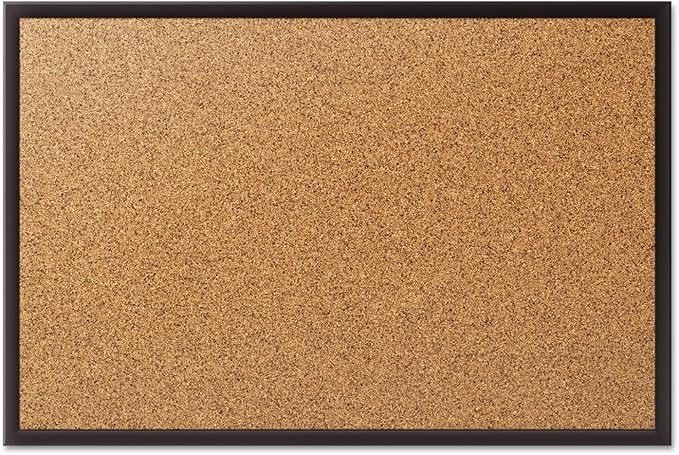 Quartet Cork Board, Bulletin Board, 2' x 1.5' Corkboard, Black Frame (2301B)