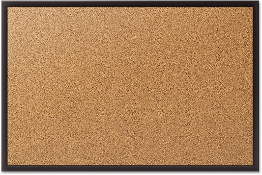 Quartet Cork Board, Bulletin Board, 2' x 1.5' Corkboard, Black Frame (2301B)