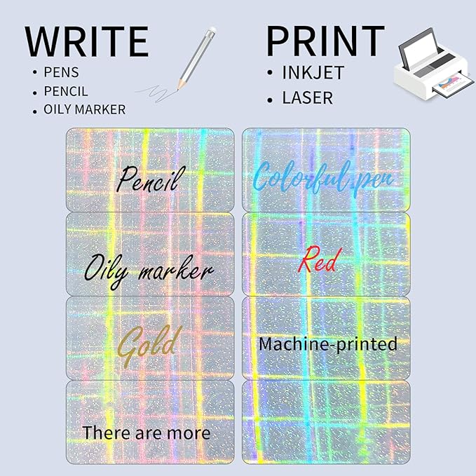 STARLIBOO Shipping Labels Stickers, 2"×4" Printable Holographic Mailing Labels for Laser/Inkjet Printing, Permanent Adhesive Sticker (Holographic Shiny)