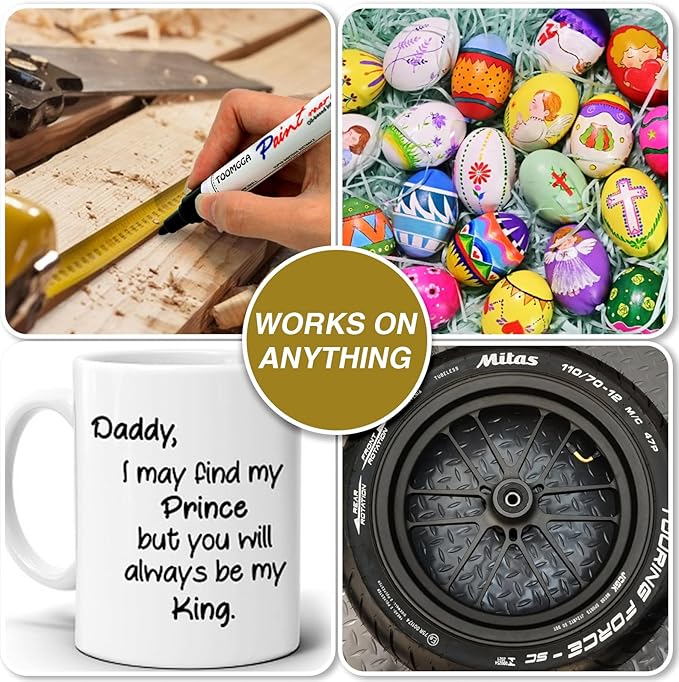 White and Black Permanent Markers Paint Pens - 12 Pack Oil Based Paint Markers, Medium Tip, Quick Drying Pens for Wood, Metal, Rock Painting, Mugs, Canvas, Clothes, Plastic Marking