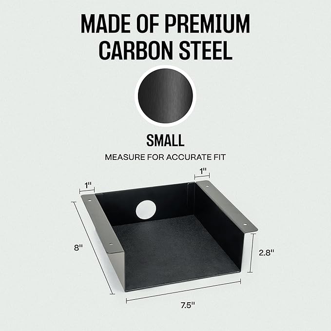 Under Desk Storage Shelf - Carbon Steel Under Desk Tray with Cable Management, Mountable Add-On Shelf for Table & Office Desks (7.5" x 8" x 2.8")