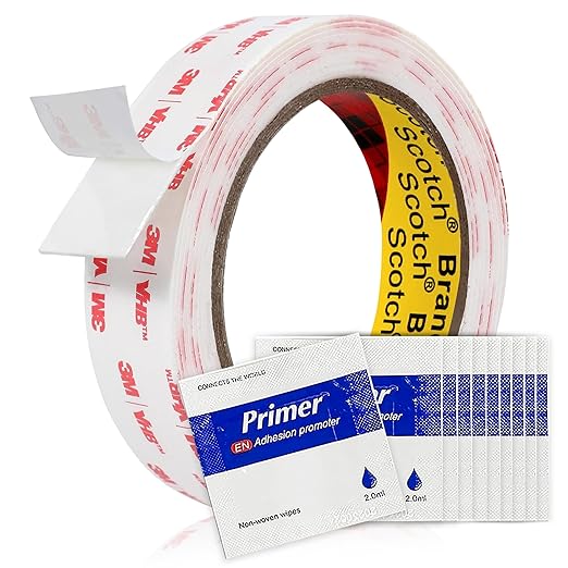 Tapsi Double-Sided Tape Heavy Duty – 1" × 9.85FT Removable Mounting Tape with Adhesion Promoters – Damage-Free Wall Hanging Strips for Pictures, Posters, LED Lights, Car Trim & Painted Concrete