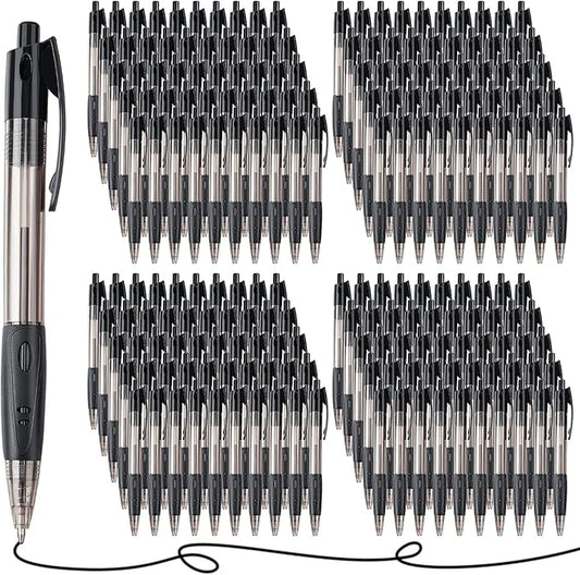 Nuanchu 200 Pcs Retractable Ballpoint Pen Medium Point 1.0mm Black Gel Pens Long Lasting Writing Pens for Office University College School Everyday Use
