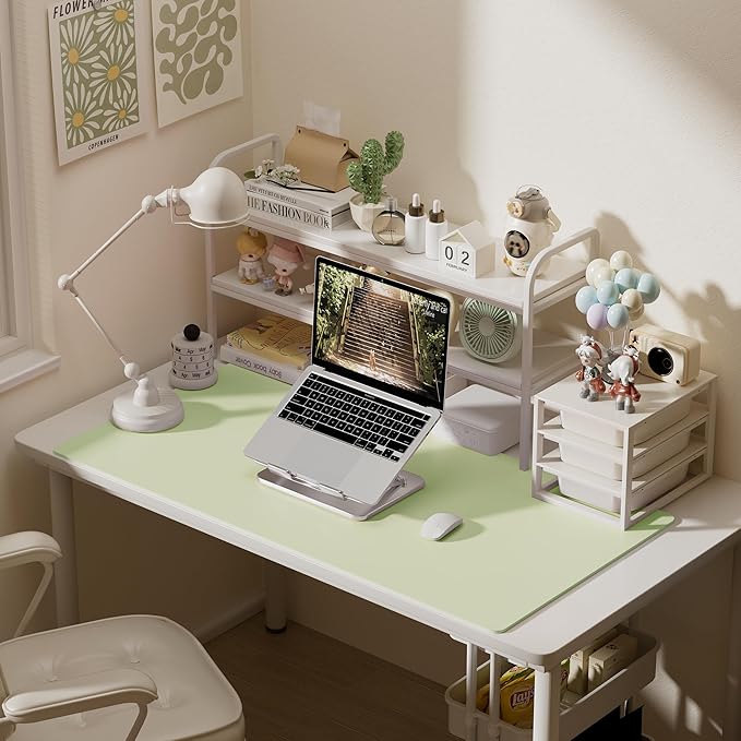 Aothia Faux Leather Desk Mat – Large Mouse Pad, Non-Slip PU Leather Blotter, Waterproof Writing Surface for Office and Home (Grass Green, 47.2" x 23.6")