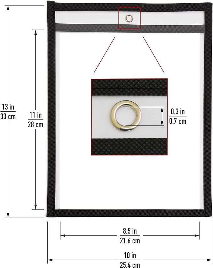 Job Ticket Holders 9x12 - (30 Pack), 8.5 x 11 Letter Size, Dry Erase Pockets, Clear & Black Plastic Sleeves - Reusable, Water-Resistant
