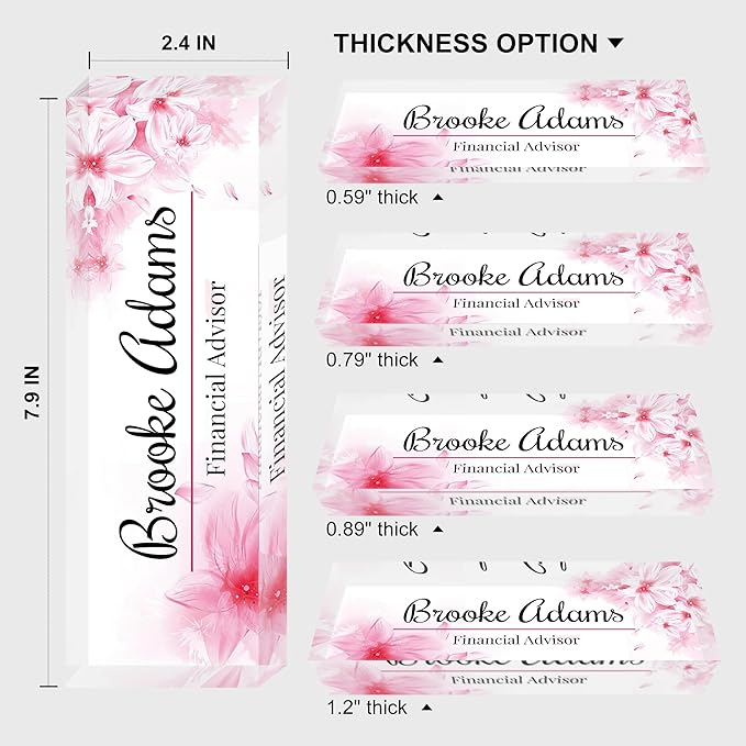 Custom Name Plate for Desk, Personalized Acrylic Office Name Sign with Name & Title, Elegant Desk Decor for Women Men, Employee Appreciation Gift (Pink-2)