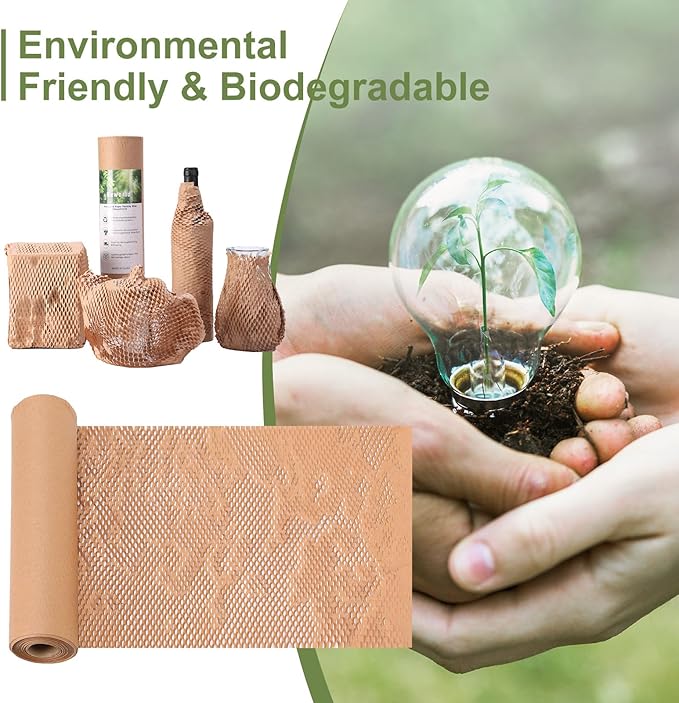 Honeycomb Packing Paper for Moving, 12 Inch x 50 Feet with 20 Fragile Stickers, Honeycomb Wrapping Paper Protective Shipping Supplies for Moving and Storage