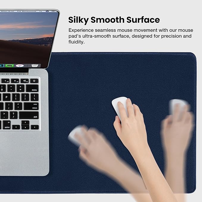 ALOANES Waterproof Mouse Pad with Durable Stitched Edge, XL Gaming Keyboard Pad, Non-Slip Rubber Base Mouse Mat, Extended Desk pad for Gamer, Office & Home, Dark Blue Mousepad 31.5''x 11.8''x 0.12''