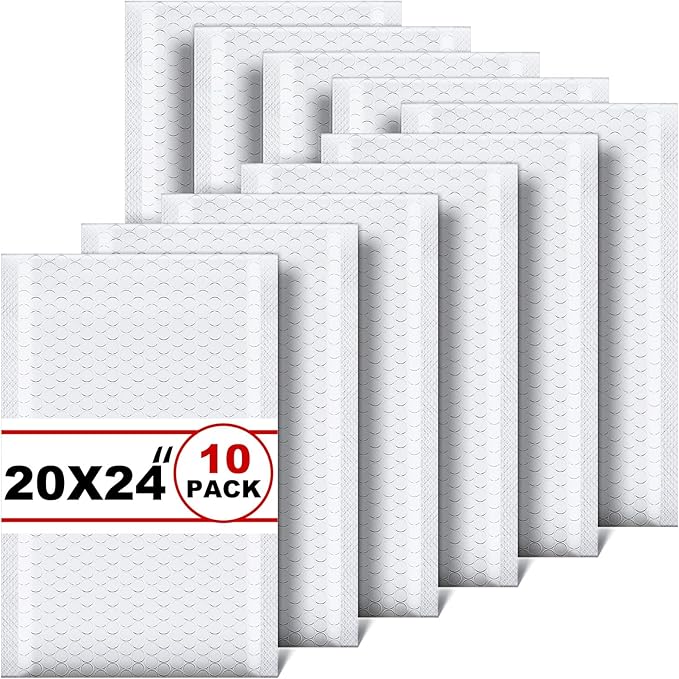 Thenshop 10 Pcs Extra Large Bubble Mailers 20 x 24 Inch Resealable Padded Envelopes Waterproof Shipping Packages Opaque Poly Packaging Envelope Mailers Cushioned Bags for Mailing Packaging, White