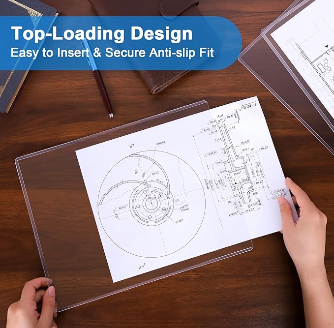 Ndsox 20 Pack 9" x 12" Rigid Print Protectors Clear Hard Plastic Sheet Protectors Top Loading for Photographs, Photo Papers, Posters, Prints, Birth Certificates, Heavy Duty No-Hole Rigid Photo Sleeves