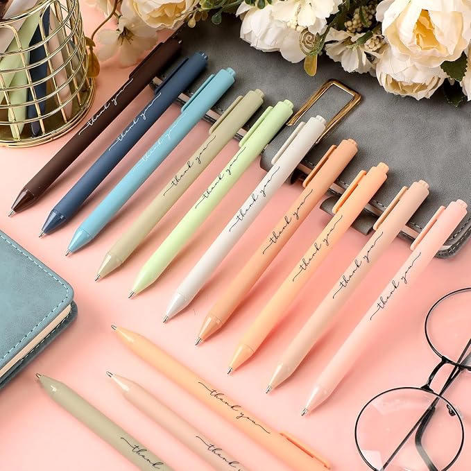 30pcs Thank You Pens Bulk Cute Multicolor Ballpoint Pen for Men Women Server Accessories Employee Holiday Appreciation Gifts for Teacher Office Back to School Party Favor (Pastel Colors)