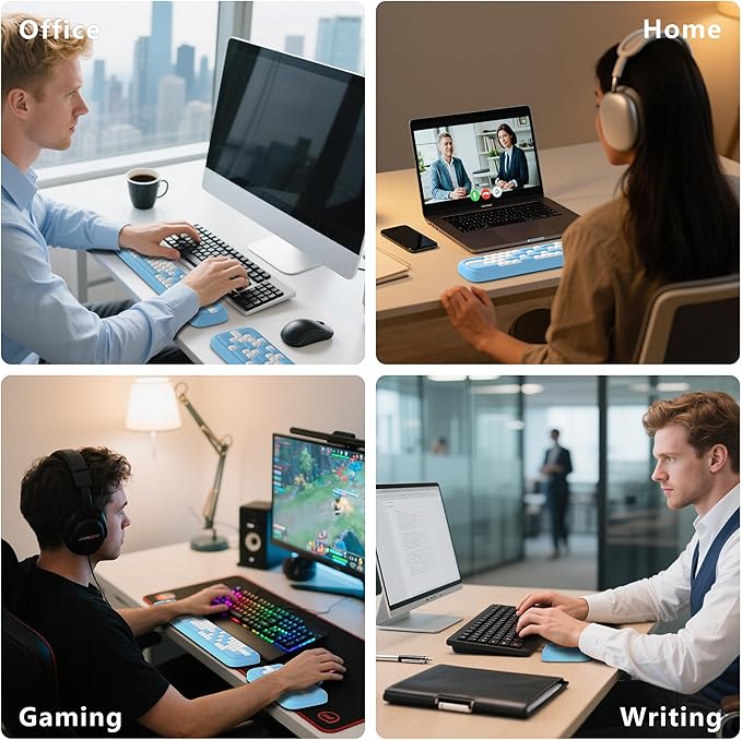 MEKASS Keyboard Wrist Rest, Ergonomic Wrist Pad, Soft Memory Foam Keyboard Hand Rest with Non-Slip Base, Easy Typing, Pain Relief, Comfort Support for Office Work Gaming Computer Accessories (Black)