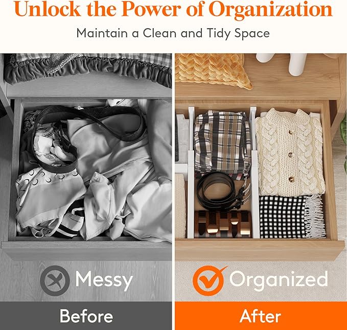 Lifewit 16 Pack Drawer Dividers 5" High, 13.5-22" Adjustable Clothes Organizers, Expandable Dresser Separators in Bedroom/Bathroom/Kitchen/Office